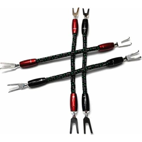 4Pcs HiFi Audio Rocket 88 Speaker Jumper Cable Bridge Cables with Series 1000 Silver Banana Spade Plug
