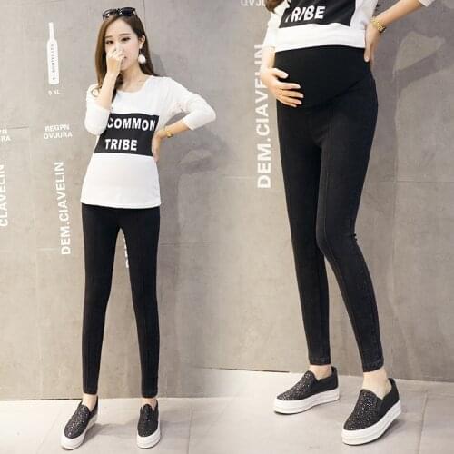 9137# Spring Summer Thin Stretch Denim Maternity Skinny Legging Elastic Waist Belly Pencil Pants for Pregnant Women Pregnancy