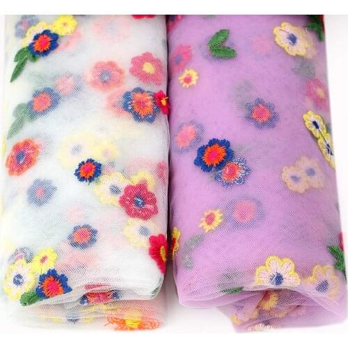AHB 90*150cm 1pc Gauze Fabric Embroidery Floral Apparel Sewing Materials Home Textile Patches Handmade Crafts Supplies