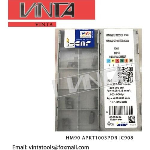 Free shipping high quality 20pcs/lots HM90 APKT1003PDR IC908 cnc carbide milling inserts