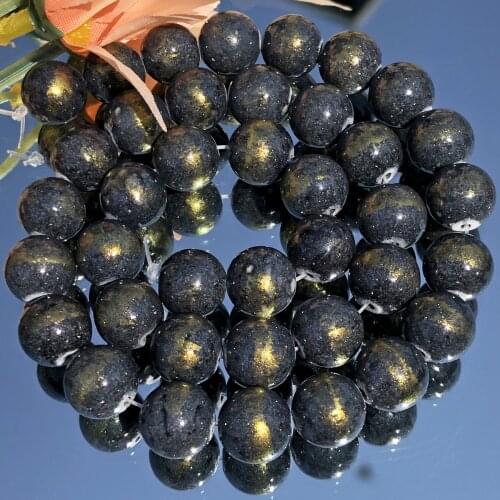 Black Lapis Lazuli Jades Stone Beads Round Loose Spacer Beads For Jewelry Making DIY Bracelet Accessories 4/6/8/10/12mm 15”Inch