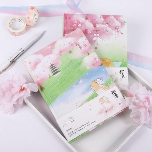 "Summer Cat" Hard Cover Journal Diary Girls Beautiful Cute Notebook Drawing Notepad Student Planner 2020 2021