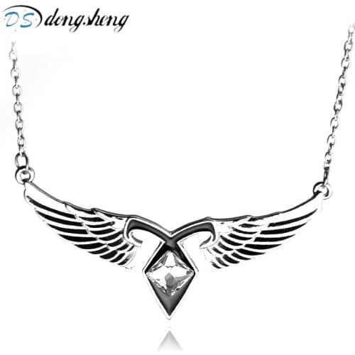 Dongsheng Fashion Women Film Jewelry Mortal Instruments City of Bones Ashes Angel Wings Power Rune Pendant Choker Necklace