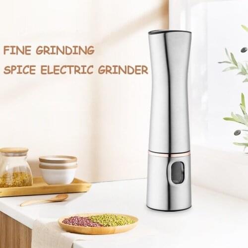 Electric Pepper Grain Salt Mill Shakers Stainless Steel Metal Food Grinder Automatic Spice Jar Condiment Container Kitchen Tools