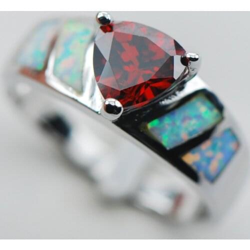Garnet White Opal 925 Sterling Silver Ring Size 6 7 8 9 10 R1301