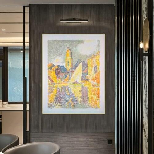 Holover Canvas Oil Painting Paul Signac"The Port,Saint Tropez"Western Art Decor Poster Artwork Aesthetic Home Decoration