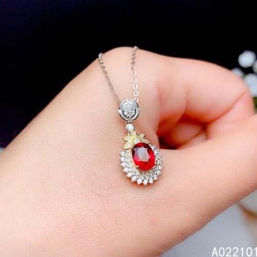 KJJEAXCMY fine Jewelry 925 Sterling Silver Natural Ruby Girl popular Pendant Necklace Support Test Chinese style hot selling