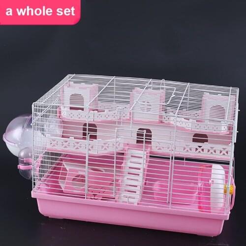 Hamster Cage Small Animal Hedgehogs Rabbit Guinea Pig Double Decker Cage Large Villa Swing Stairs Package Supplies Toy Set