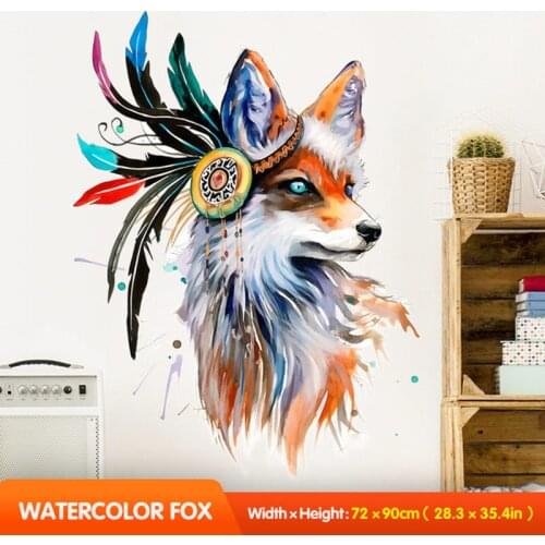 Creative Wall Sticker Personality Colored Wolf Self-Adhesive Stickers Home Decor Bedroom Decor Home Wall Decor Room Decoration