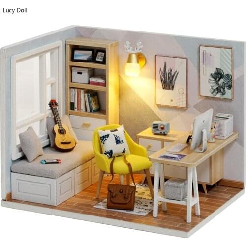 Doll House Furniture Diy Miniature 3D Wooden Miniaturas Dollhouse Toys For Children Birthday Gifts QT07