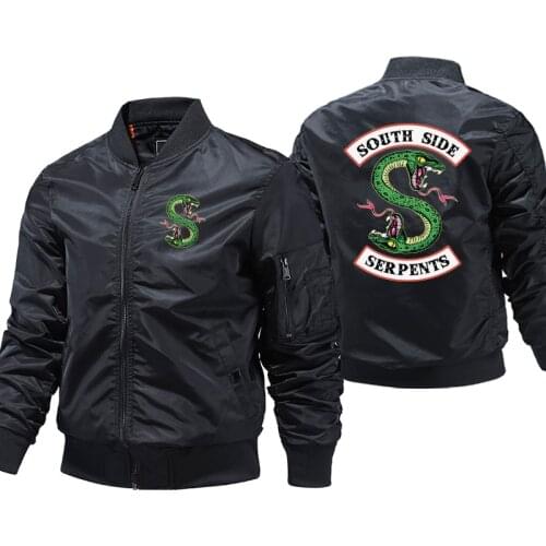 Riverdale South Side Serpents Jacket Men TV Show mens bomber jackets streetwear hombre Winter Coats 5XL Male Windbreak Jackets
