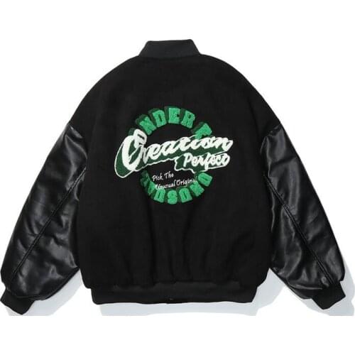 Embroidery Jacket Women and Men Flocking Baseball Jacket Winter Women Vintage Cotton Coat Autumn Loose Print Womens Windbreaker