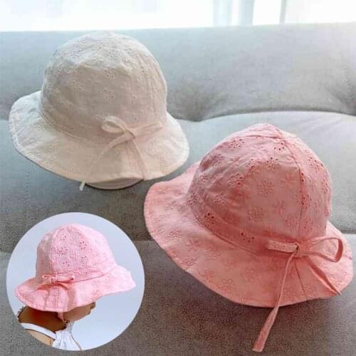 Cute Bows Baby Hat Summer Infant Baby Girl Bucket Hat Breathable Soft Cotton Kids Toddler Fisherman Sun Hat Beach Cap