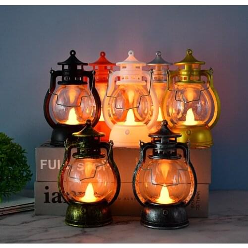 Halloween Mini Lamp LED Light Clear Plastic Pony Lamps Halloween Party Decoration Prop Desktop Decor Festival Lantern Lampion