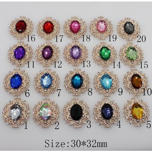 Fashion 10pcs/lot 30*32mm Decorative Metal Rhinestone Button Flat Back Rose Gold Base Diy Accessories Scrapbooking