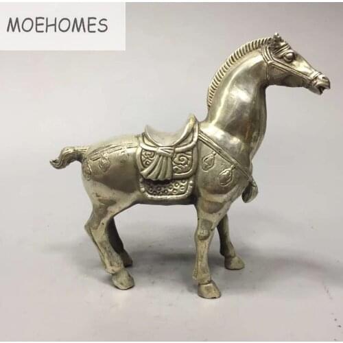 MOEHOMES China FengShui Copper silver yuanbao Horse statue home desktop decoration metal crafts