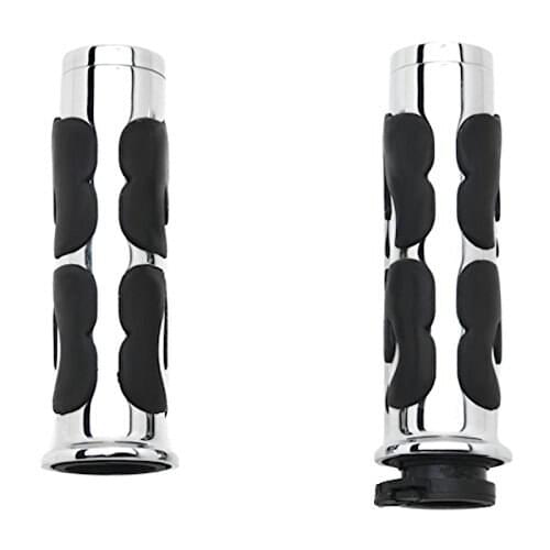 Motorcycle 1" Rubber Chrome Flame Handlebar Hand Grips for Choppers Harley