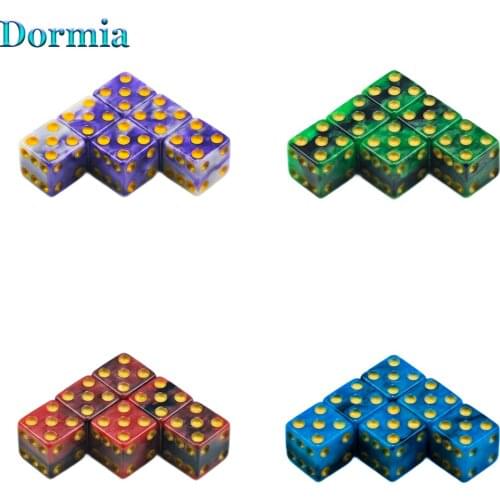 6 Pcs/set Mixed Colours Gold Dots 16mm D6 Dice Sets,for Board Game Gaming Table Kids Party Entertaiment
