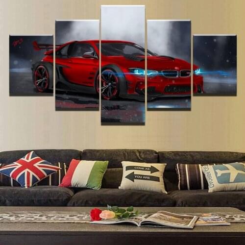 Wall Art Canvas Painting Frame HD Prints Modular Poster For Living Room 5 Pieces M4 Red Sport Car Pictures Home Decorative