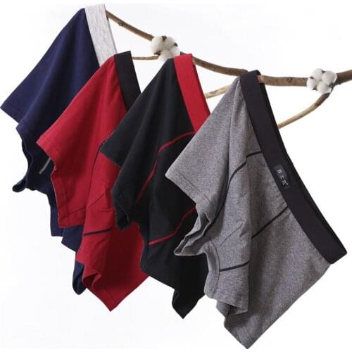 Men Underwear 4Pcs\lot Underwear Soft Boxer Cotton Boxer Men Solid Boxer Shorts Plus Size L-5XL Boxer Homme Mens Underwear