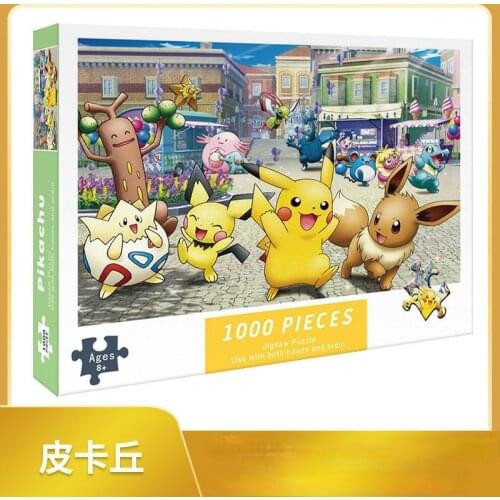 New Style Pokemon Pikachu 1000 Slice Piece Puzzle Toy Children Wooden Jigsaw Puzzles Cartoons Educational Toys for Kids Gifts