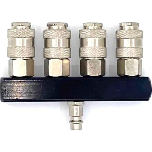 Pneumatic Fitting 4 WAY Manifold Quick Connector European Type Air Compressor Air Hose Hardware Tools 1/4''NPT Quick Couplers
