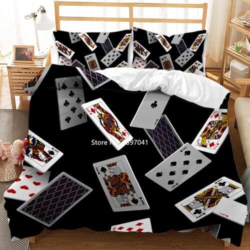 Poker Card Bedding Set Home Game Down Duvet Covered Pillowcase Quilt Covered Queen King Full Size 2-3 Pieces Home Textile