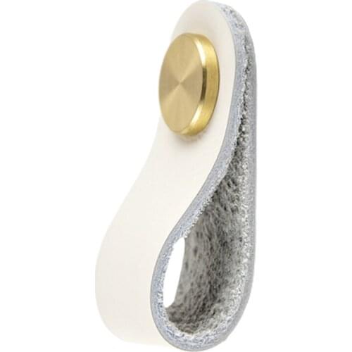 Cowhide Knob Pull with True color Black Brown Matcha Khaki Caramel colour Gray Green Pink Sky blue Beige Orange