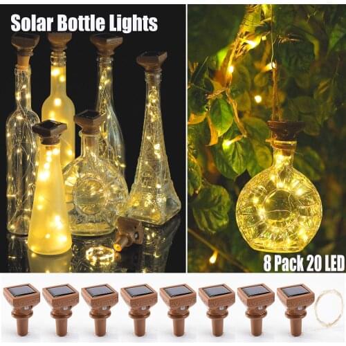 Solar Light String Wine Bottle Lights with Cork Firefly Lights for DIY Bottles Wedding Party Christmas Indoor/Outdoor Decor