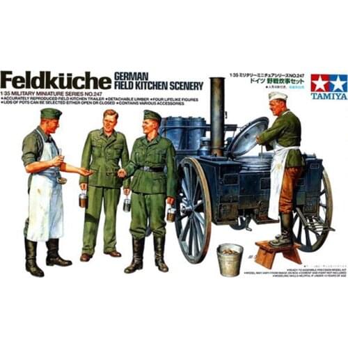 Tamiya 35247 Model Building Kits 1:35 Scale German Field Kitchen Scenery Assembly Military Miniatures Toys For Kids Children