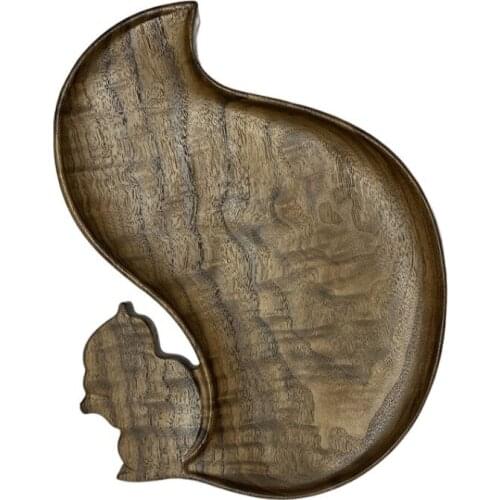 Black Walnut Snack Plate Squirrel Creative Wood Japanese Home Decor Household Kitchen Tableware Dessert Dinnerware High Quality