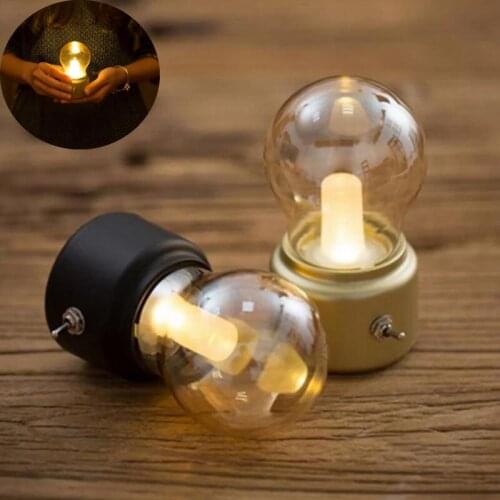 USB DC5V Bulb Night Light Retro USB Rechargeable Battery Mood Luminaire Writing Desk Table Lights Vintage Portable Bedside Lamp