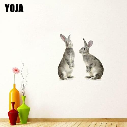 YOJA 50×50CM Cute Gray Bunny Naughty Animal Bedroom Living Room Wall Stickers Creative Funny Decals 8WS0114