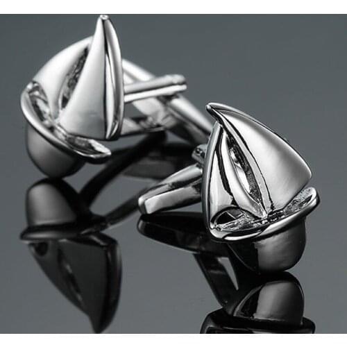 Sailboat Cufflinks brand new high quality metal brass material sports style Cufflinks mens wedding shirt suit pin badge button