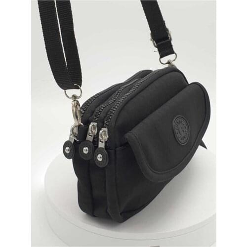 Womens Black Klinkir Fabric Messenger Bag