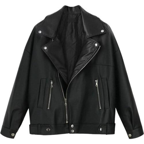 2020 Spring Autumn new Leather Jacket Female Short Korean motorcycle Clothing Loose PU Leather Jackets for Women Coats Tops m233