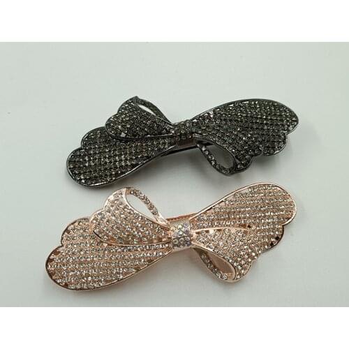 Fashion Full Rhinestone Hairpin Bowknot Ponytail Spring Clip Women Girls Bridal Jewelry Wedding Barrettes Hair Accessories
