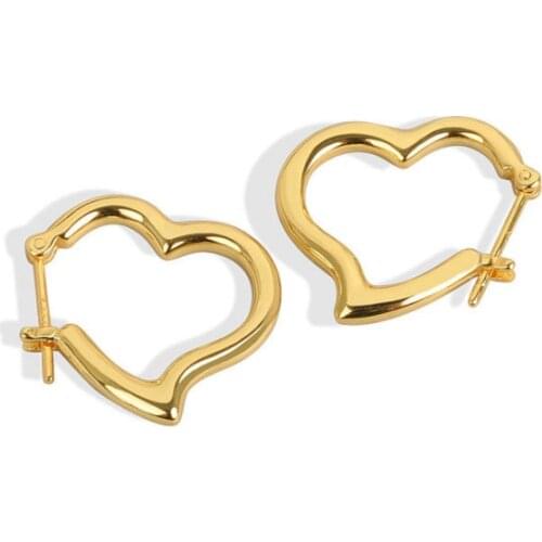 VENTFILLE 925 Sterling Silver Earrings Charm Women Trendy Jewelry Heart Shape Gold Color Retro Party Accessories Gifts Round Gol