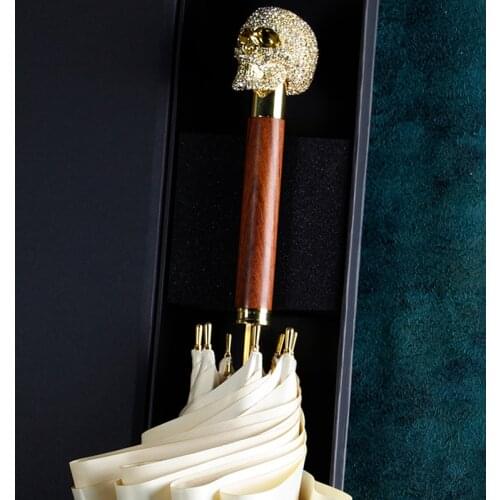 Womens Man Luxury Creative Retro Double Layer Customization Long Handle Umbrella Manual Allweather Umbrellas Rain Gear Gift