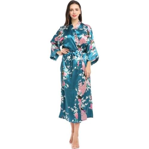 Bride Bridal Wedding Lengthen Robe Dress Gown Women Print Flower Kimono Geisha Nightgown Sexy Nightwear Bathrobe Sleepwear
