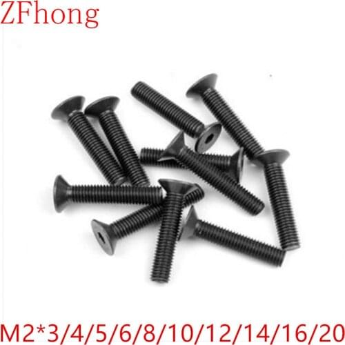 1000pcs/lot DIN7991 M2*3/4/5/6/8/10/12/14/16/20 Grade10.9 Hex Hexagon Socket Flat Countersunk Head machine screw