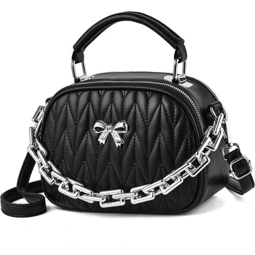 2021 Simple Fashion Shoulder Bag Lady Luxury Small Handbags Iron chain Chain Brand Designer PU Leather Crossbody Bags for Women