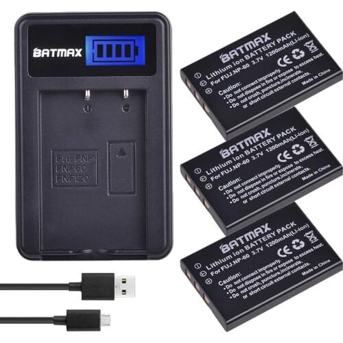 3PCS NP-60 NP 60 NP60 Rechargeable Camera Battery + LCD USB Charger for FUJIFILM FUJI FinePix M603 F601 F410 F401 50i Zoom