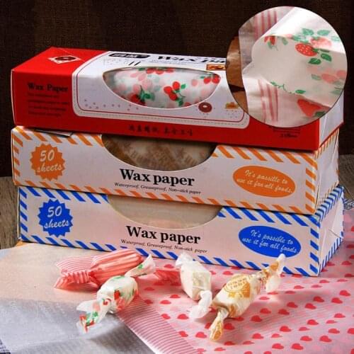 50Sheets/Box Greaseproof Non Stick Food Packaging Wax Paper Cooking Baking Wrap