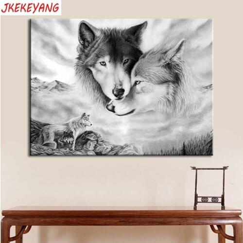 5D DIY square/round Diamond Painting Wolf Cross Stitch Diamond Embroidery Pattern Rhinestone J1772
