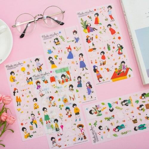 6pcs/lot Funny Korea Sweet girl series PVC sticker set/Decoration label/Phone aticker