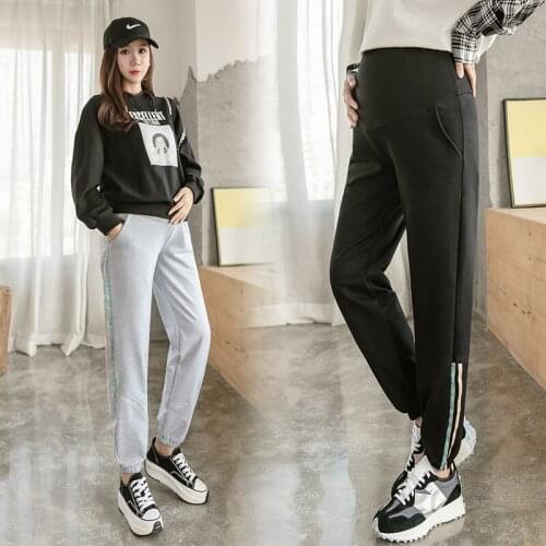 7016# Maternity Pants Spring Autumn Adjustable Elastic Waist Belly Support Pants Maternity Harem Trousers
