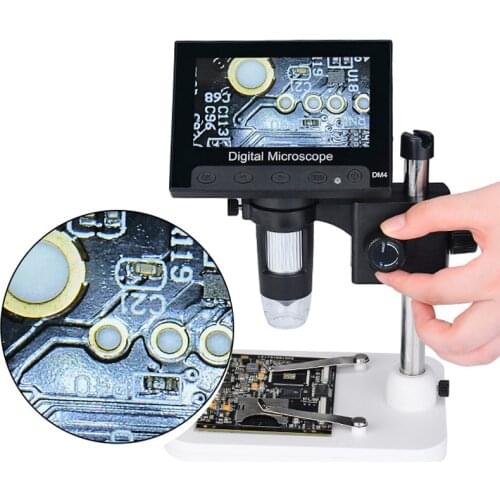 720P HD USB Digital Electronic Microscope 4.3" LCD Display Screen Zoom Magnifier Endoscope LED Stand Real-Time PCB Phone Repair