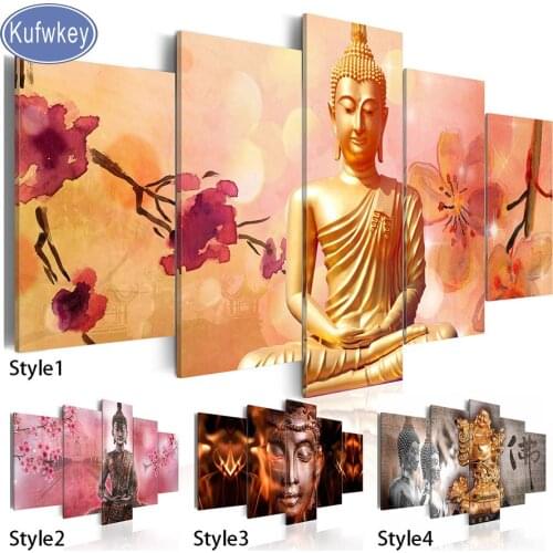 5pcs/set Full round/square Diamonds embroidery Multi-picture Combination Diamond painting"buddha"5D DIY mosaic Diamant painting