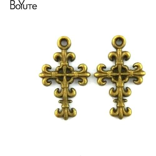 BoYuTe (100 Pieces/Lot) 22*14MM Cross Charms Bracelets Necklaces Pendants Diy Antique Bronze Plated Metal Jewelry Findings